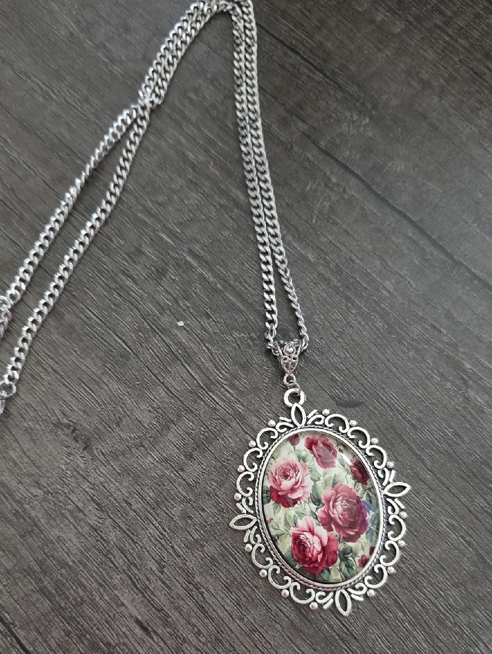 Bohemian Rose Pendant Necklace - Silver-Tone Women’s Jewelry